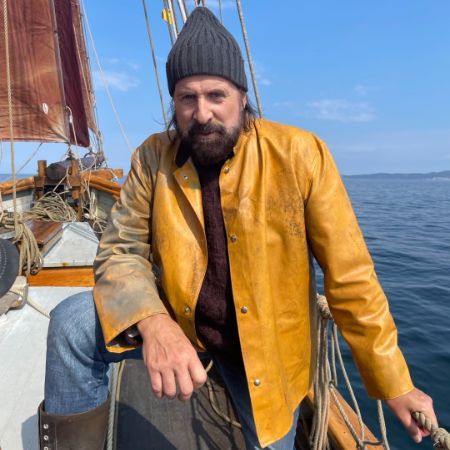 Toshimi Stormare's husband, Peter Stormare, took a picture on a boat for his work.